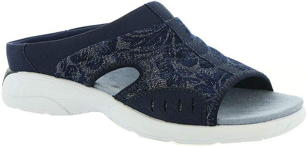 Easy Spirit Women's Traciee Slide Sandals, Navy Blue Metallic Size 6.5W